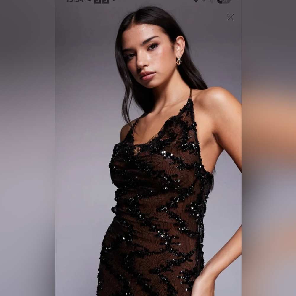 ASOS Black Strapless Sequin Lace Dress